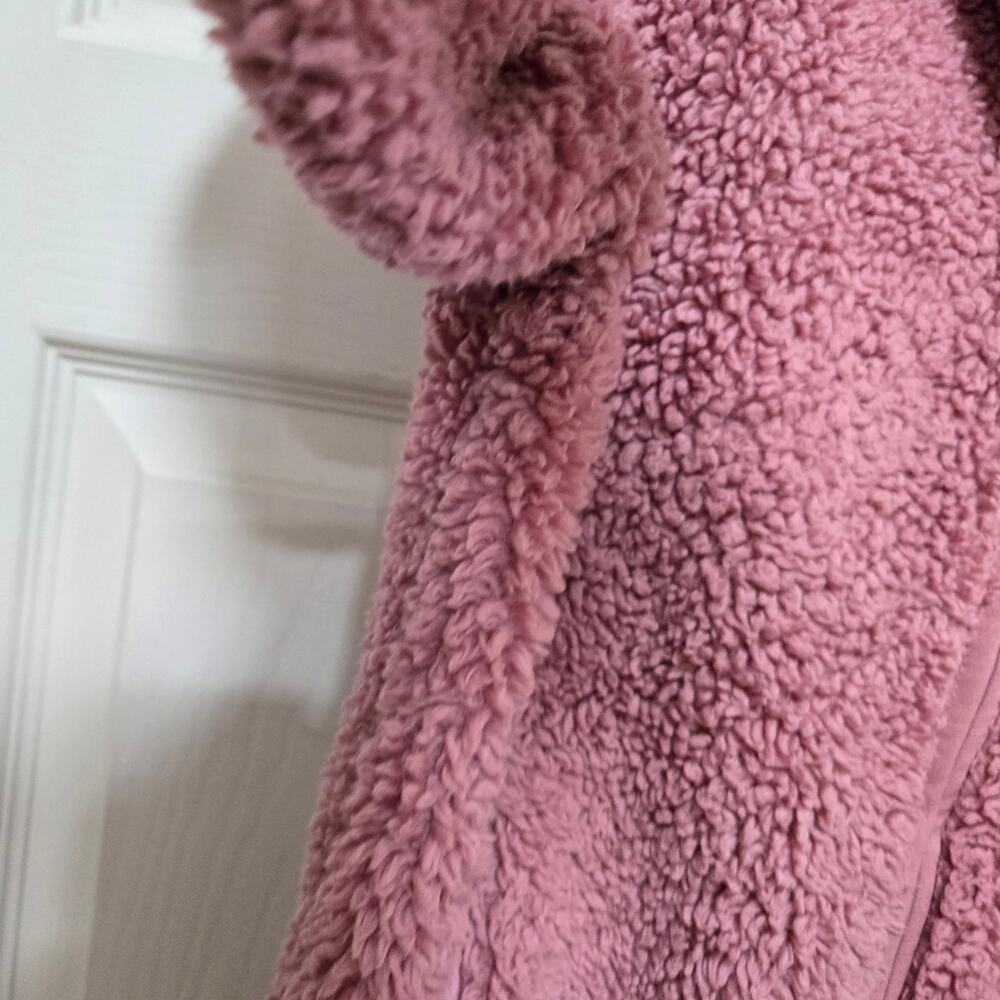 Athleta Girl Pink Sherpa Hoodie Jacket XL 14 Cozy Zip Fleece - Picture 10 of 12